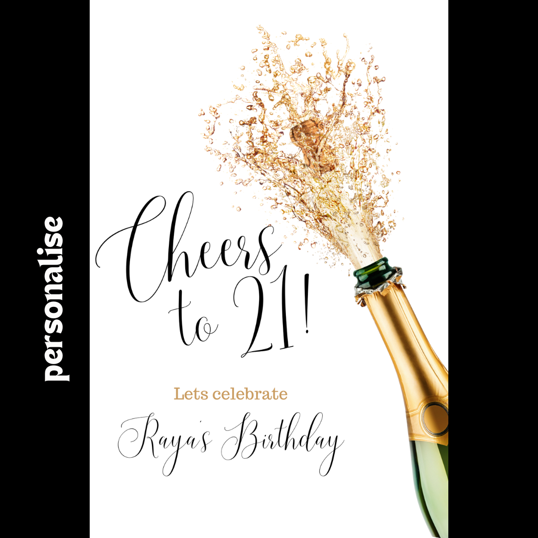 Personalised sleek champagne birthday welcome board