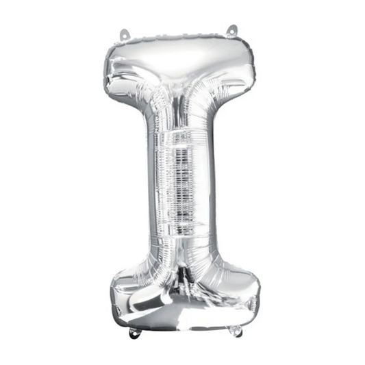 Silver Foil 'I' Letter Balloon - 16 x 40 cm