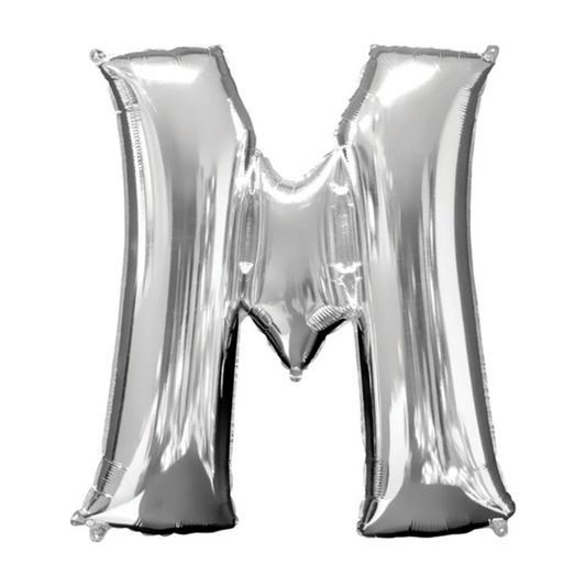 Silver Foil 'M' Letter Balloon - 16 x 40 cm