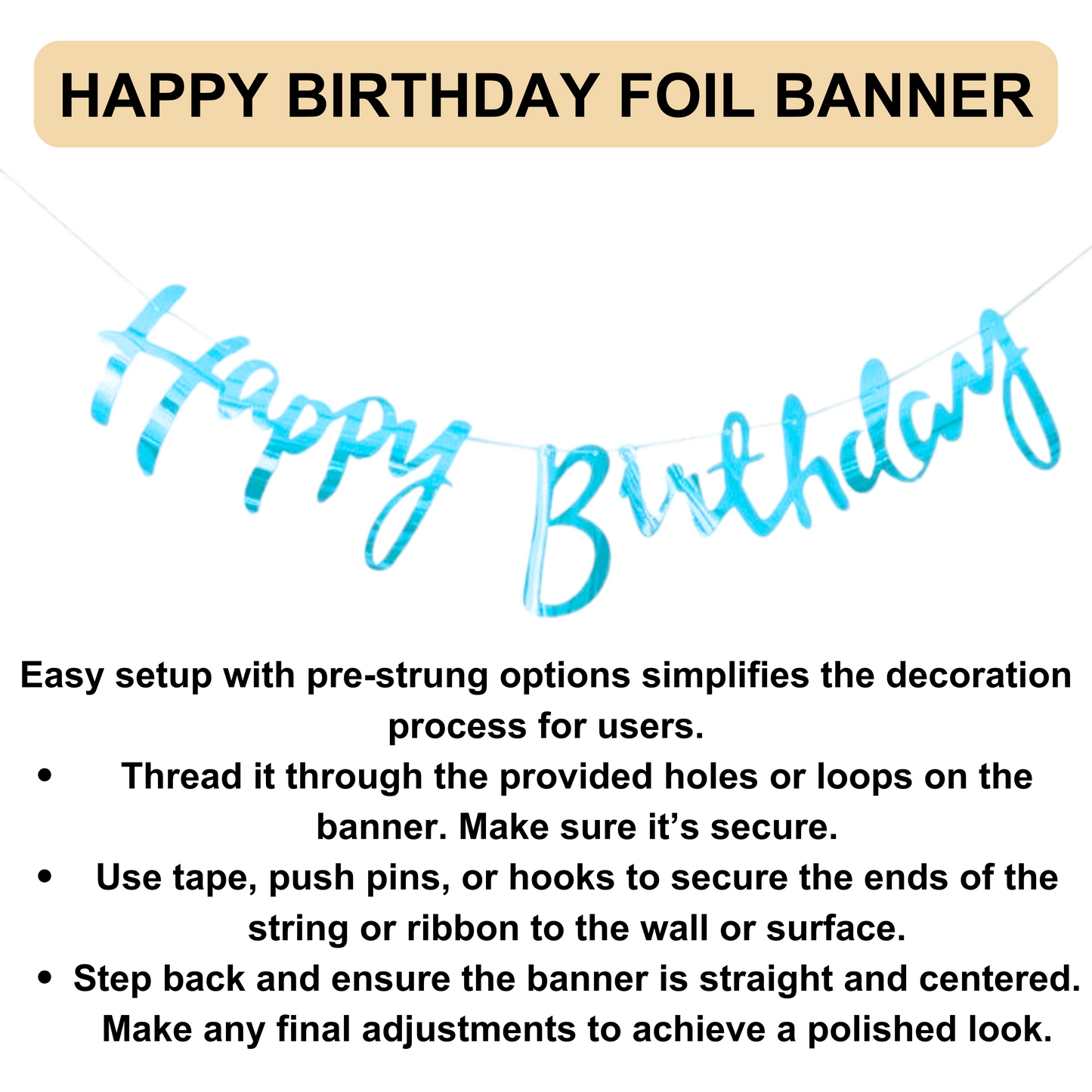Festi Duck Blue Theme Birthday Decoration (38 pcs) Combo with Paper Fans - Elegant Happy Birthday Banner, Premium Paper Fans, Glue Dots & Metallic Blue and White Balloons