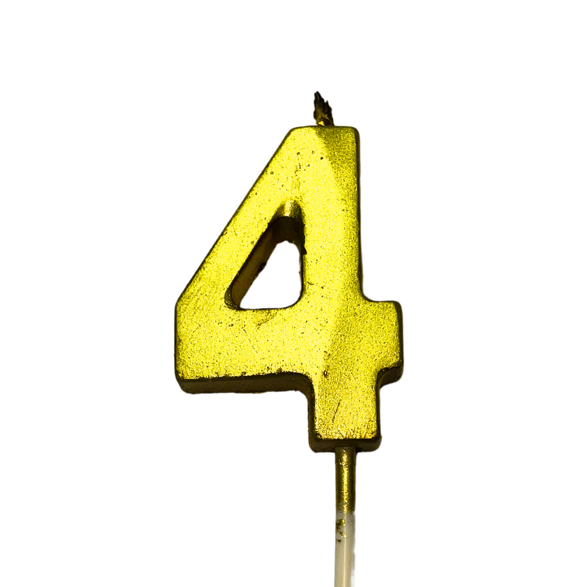 Gold Number 4  Candle - Ideal for Birthdays