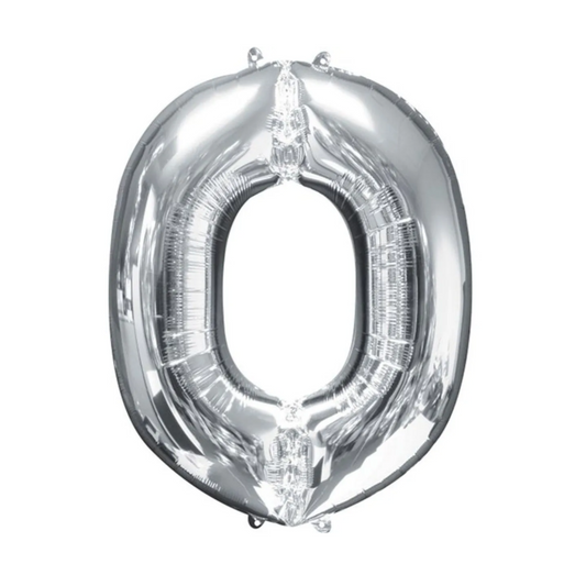 Silver Foil 'O' Letter Balloon - 16 x 40 cm