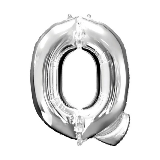 Silver Foil 'Q' Letter Balloon - 16 x 40 cm