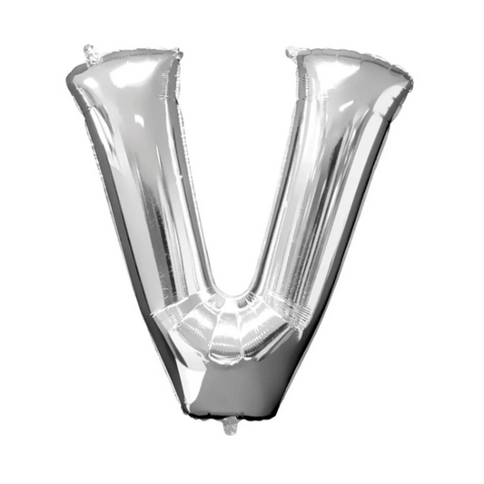 Silver Foil 'V' Letter Balloon - 16 x 40 cm