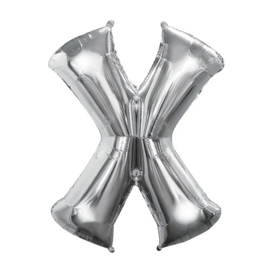 Silver Foil 'X' Letter Balloon - 16 x 40 cm