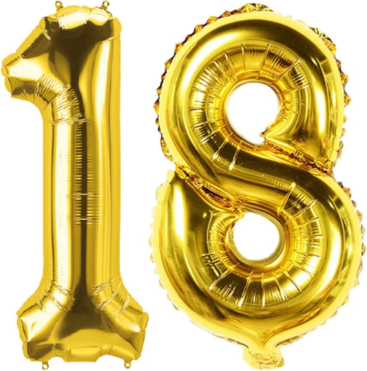 Gold Foil Number 18 Balloon