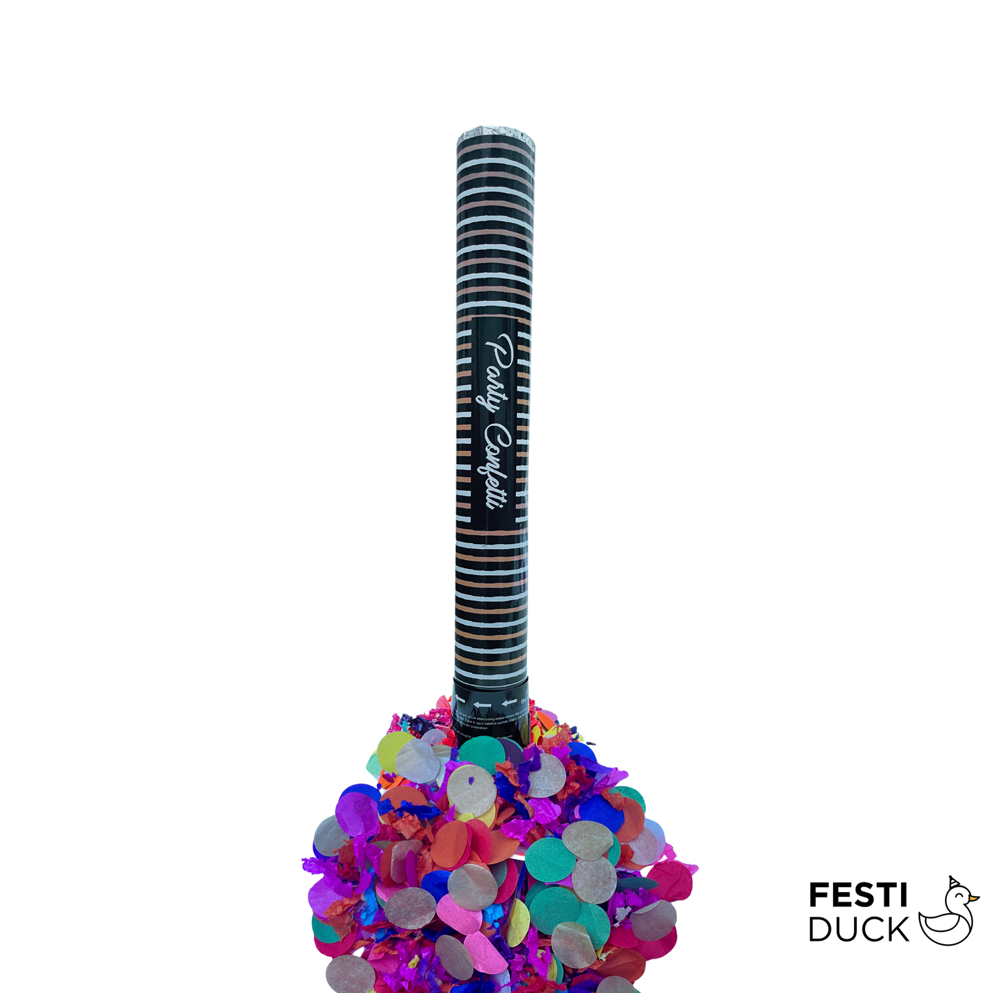 Festi Duck Confetti Poppers - 30cm Confetti Cannon with Multicolored Paper Confetti, Black and Brown Party Popper - Pack of 12
