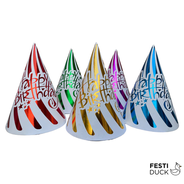 Foil Striped Metallic Party Caps