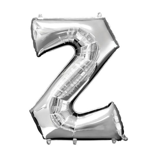 Silver Foil 'Z' Letter Balloon - 16 x 40 cm