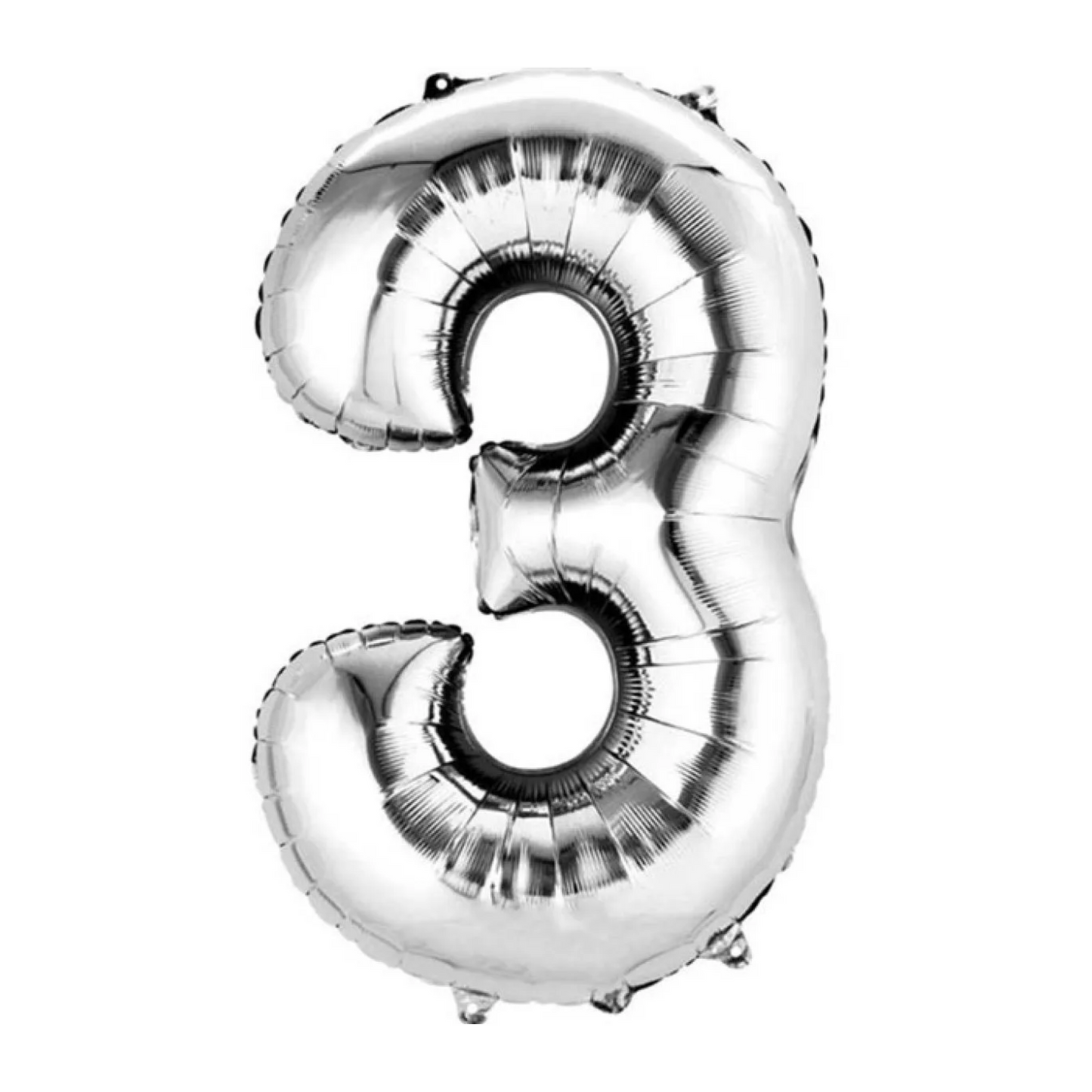 Silver Foil 3 Number Balloon - 16 x 40 CMS