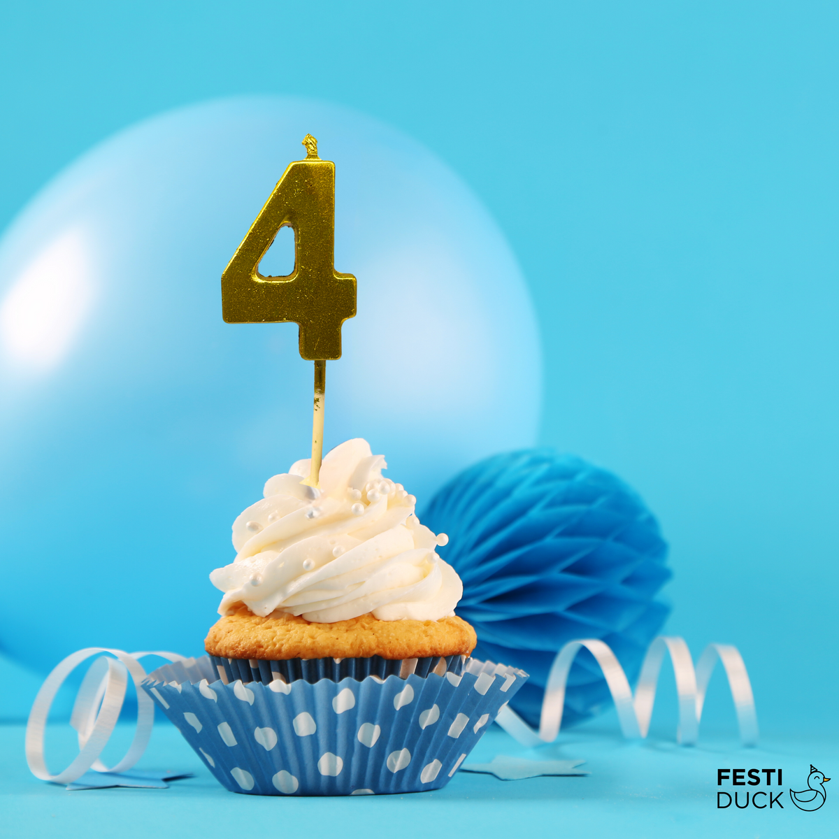 Gold Number 4  Candle - Ideal for Birthdays
