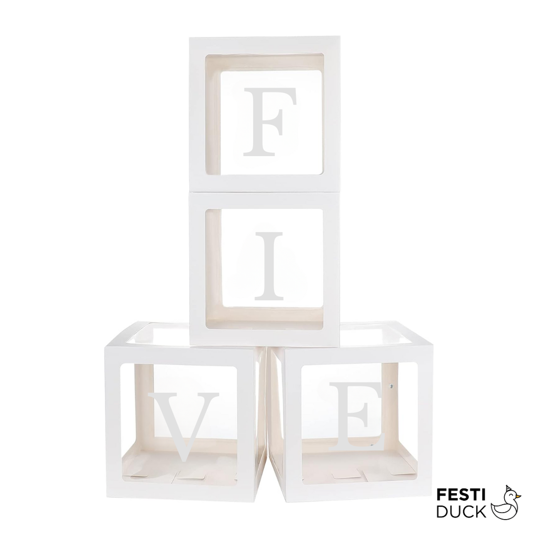 FIVE Balloon Box Set - Elegant Lettered Decor for Birthdays ,Weddings and Romantic Events