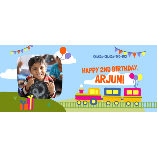 Personalized Choo Choo Party Express Birthday Backdrop Banner