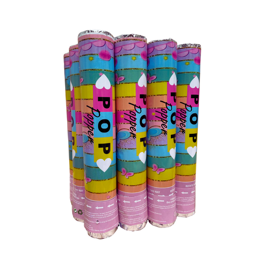 Festi Duck Confetti Poppers - Heart Shaped Multi-Colored Confetti, Pink & Blue Pastel Party Poppers - Pack of 12