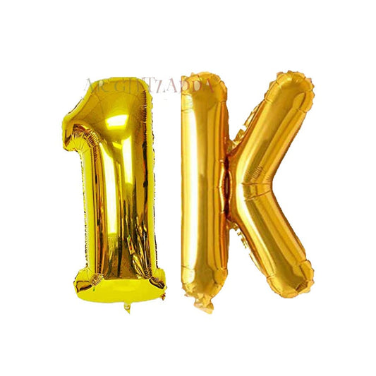 Gold Foil "1K" Milestone Balloon Set