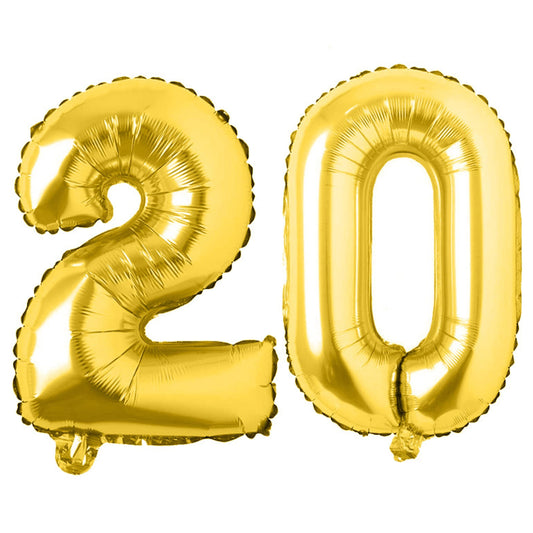 Gold Foil Number 20 Balloon