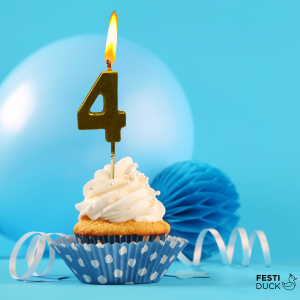 Gold Number 4  Candle - Ideal for Birthdays