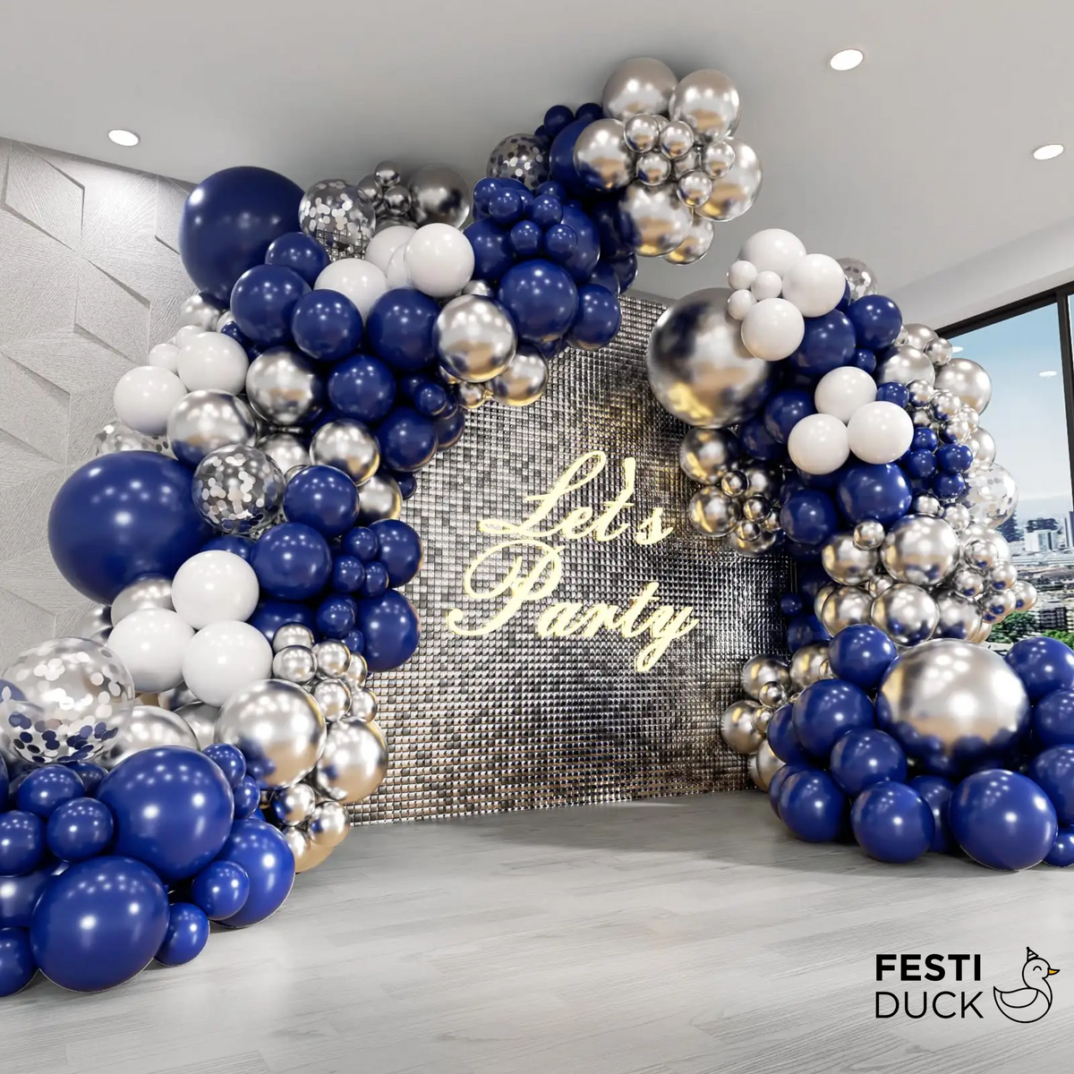 Silver Blue Birthday Balloons