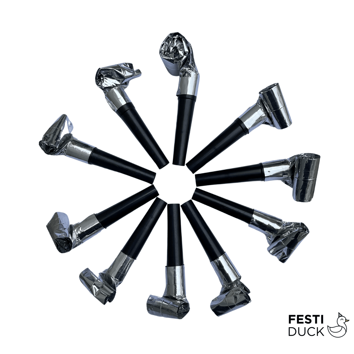 Silver Party Blowouts & Noisemakers