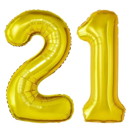 Gold Foil Number 21 Balloon