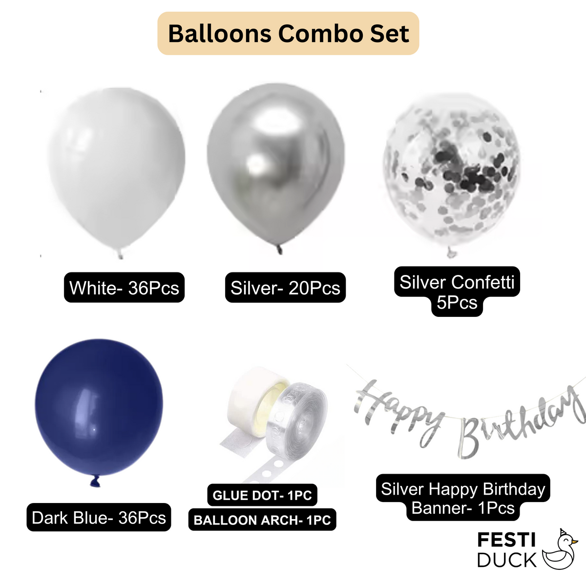 Silver Blue Birthday Balloons