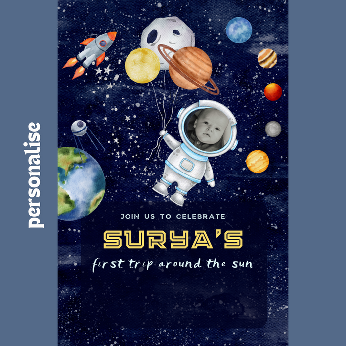 Personalised space theme birthday welcome board