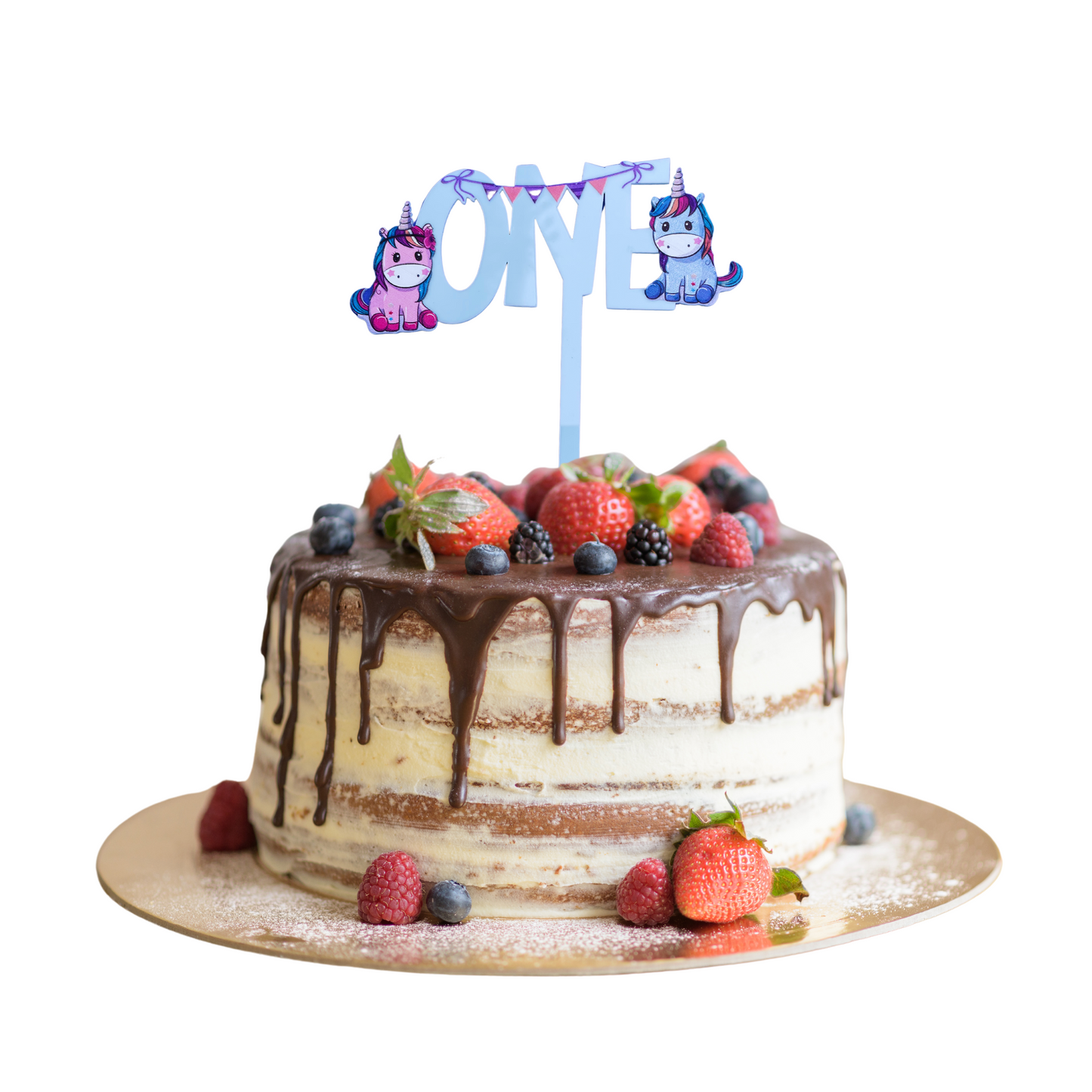 Sky Blue Unicorn "One" Birthday Cake Topper