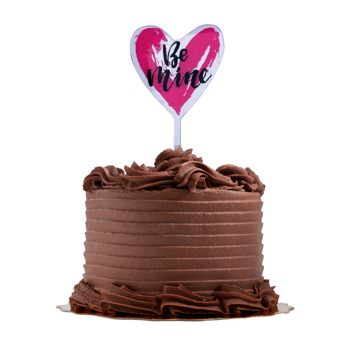 Pink heart-shaped Be Mine cake topper