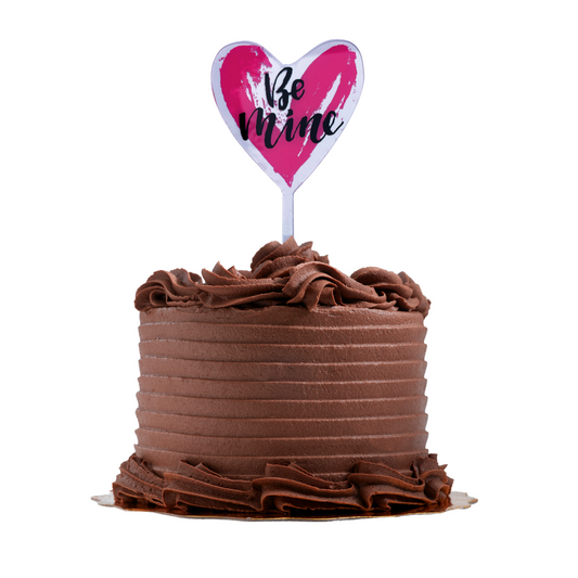 Pink Heart-Shaped "Be Mine" Cake Topper