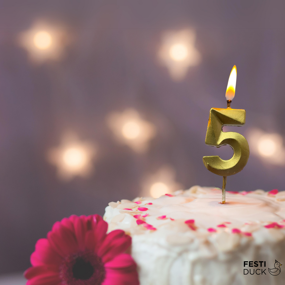 Gold Number 5  Candle - Ideal for Birthdays