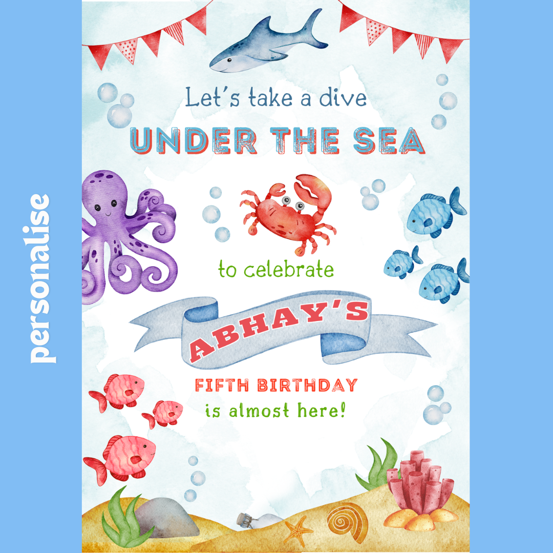 Personalised sea theme birthday welcome board