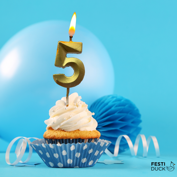 Gold Number 5  Candle - Ideal for Birthdays