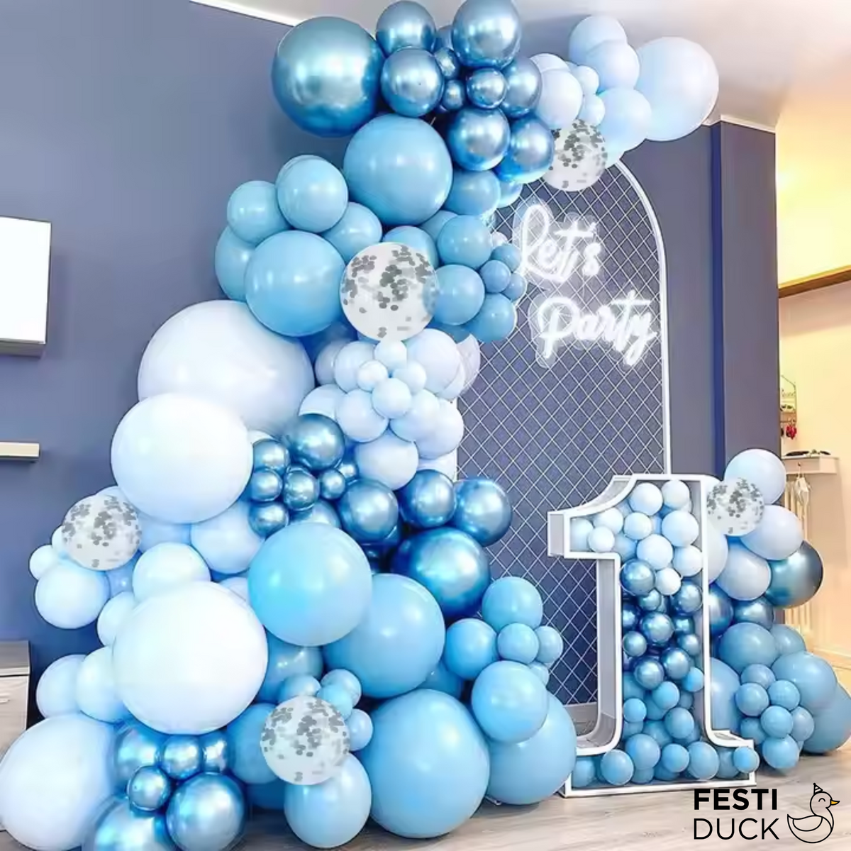 Silver Blue Birthday Balloons
