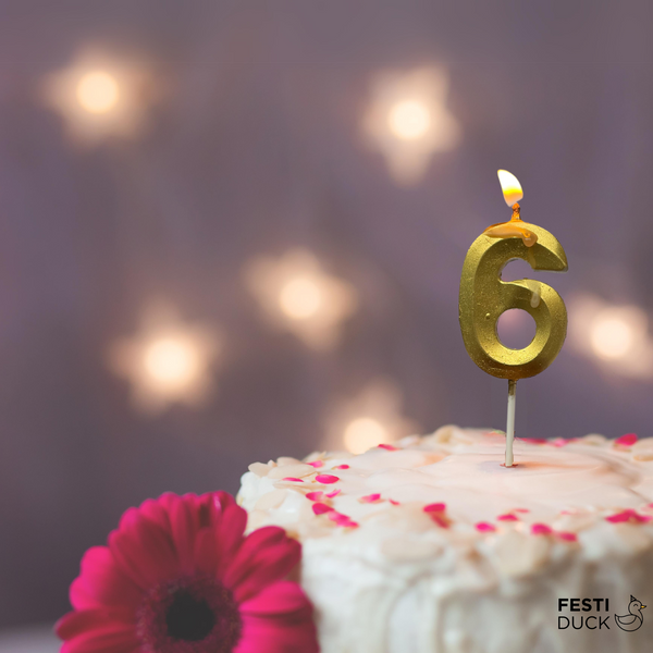 Gold Number 6 Candle - Ideal for Birthdays