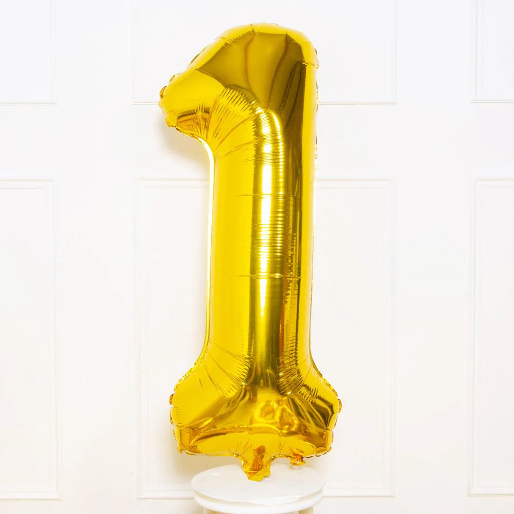 Gold foil number 1 balloon 16 x 40 cm