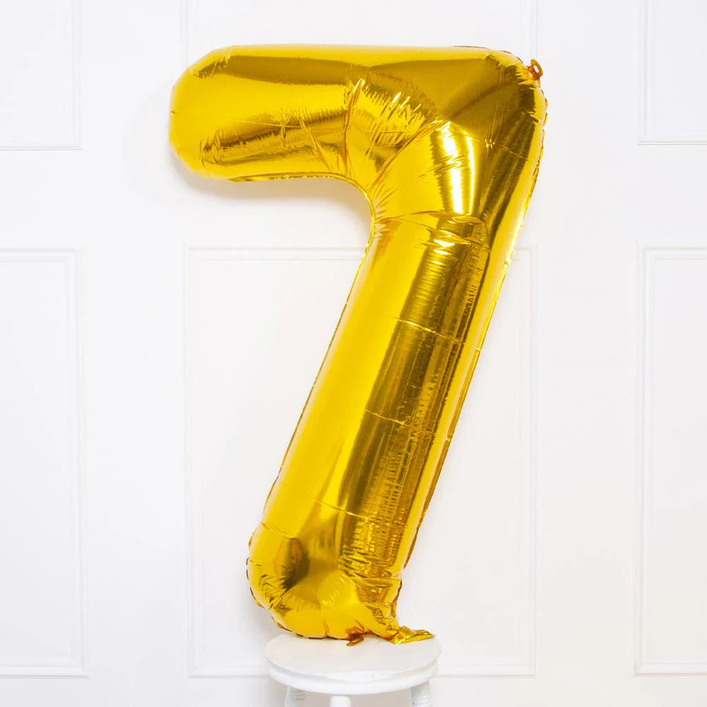 Gold foil number 7 balloon 16 x 40 cm