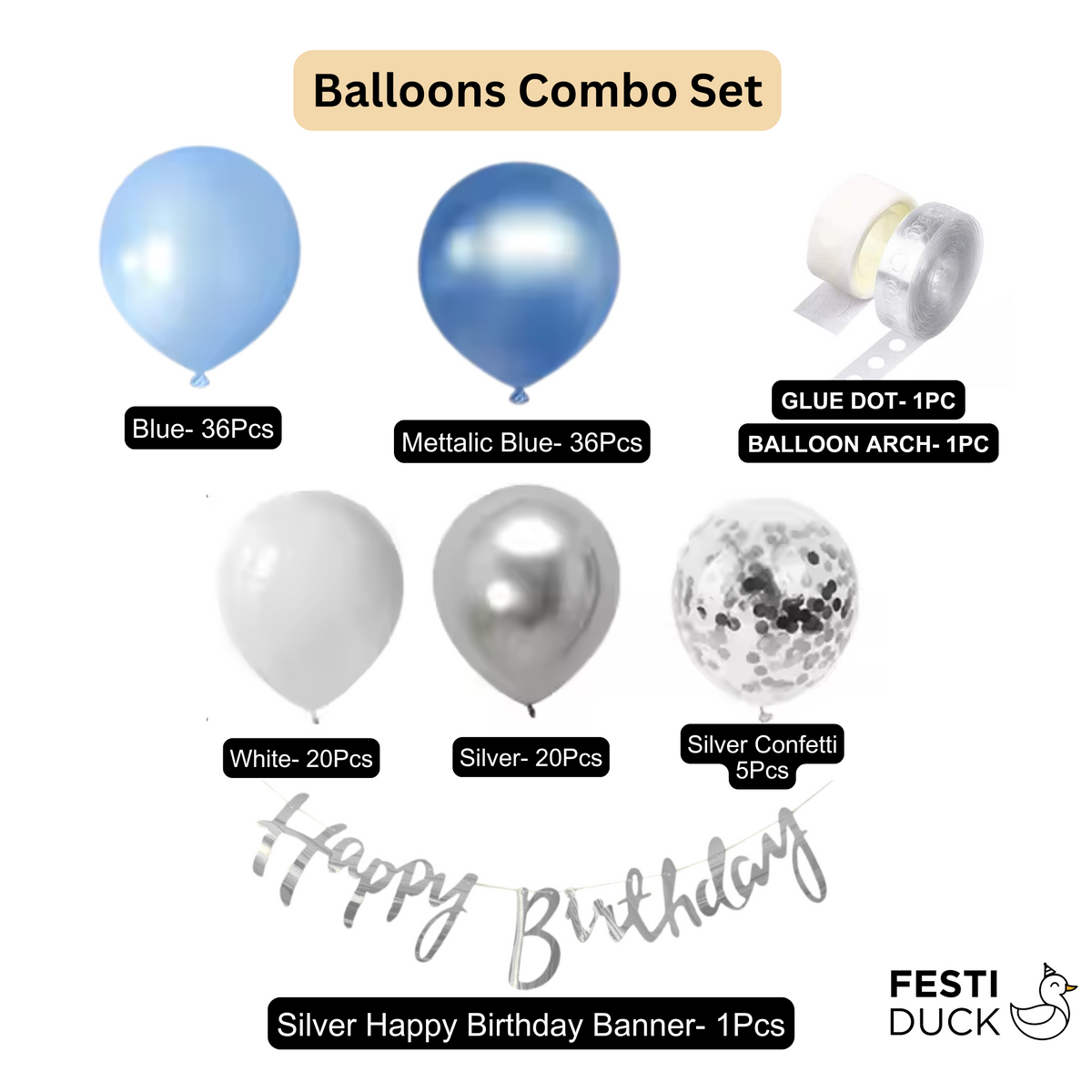 Silver Blue Birthday Balloons