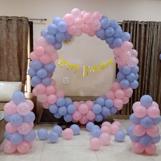 Festi Duck Birthday Balloon Combo Set (53 Pcs) – Pastel Pink & Pastel Blue Balloons with Happy Birthday Banner, Balloon Arch & Glue Dot for Stunning Party Decorations
