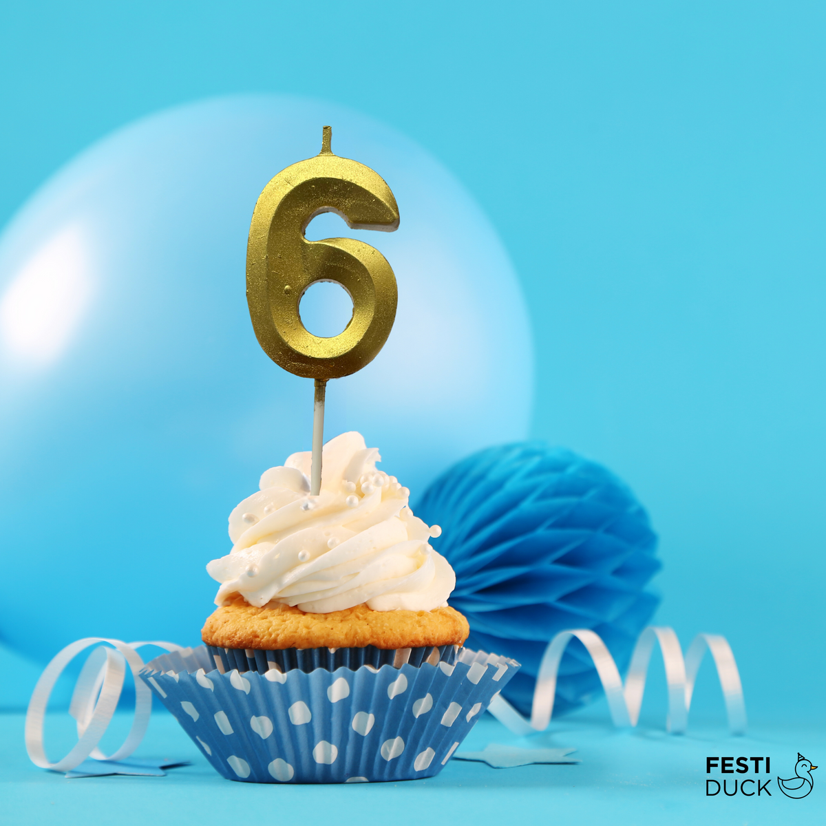 Gold Number 6 Candle - Ideal for Birthdays
