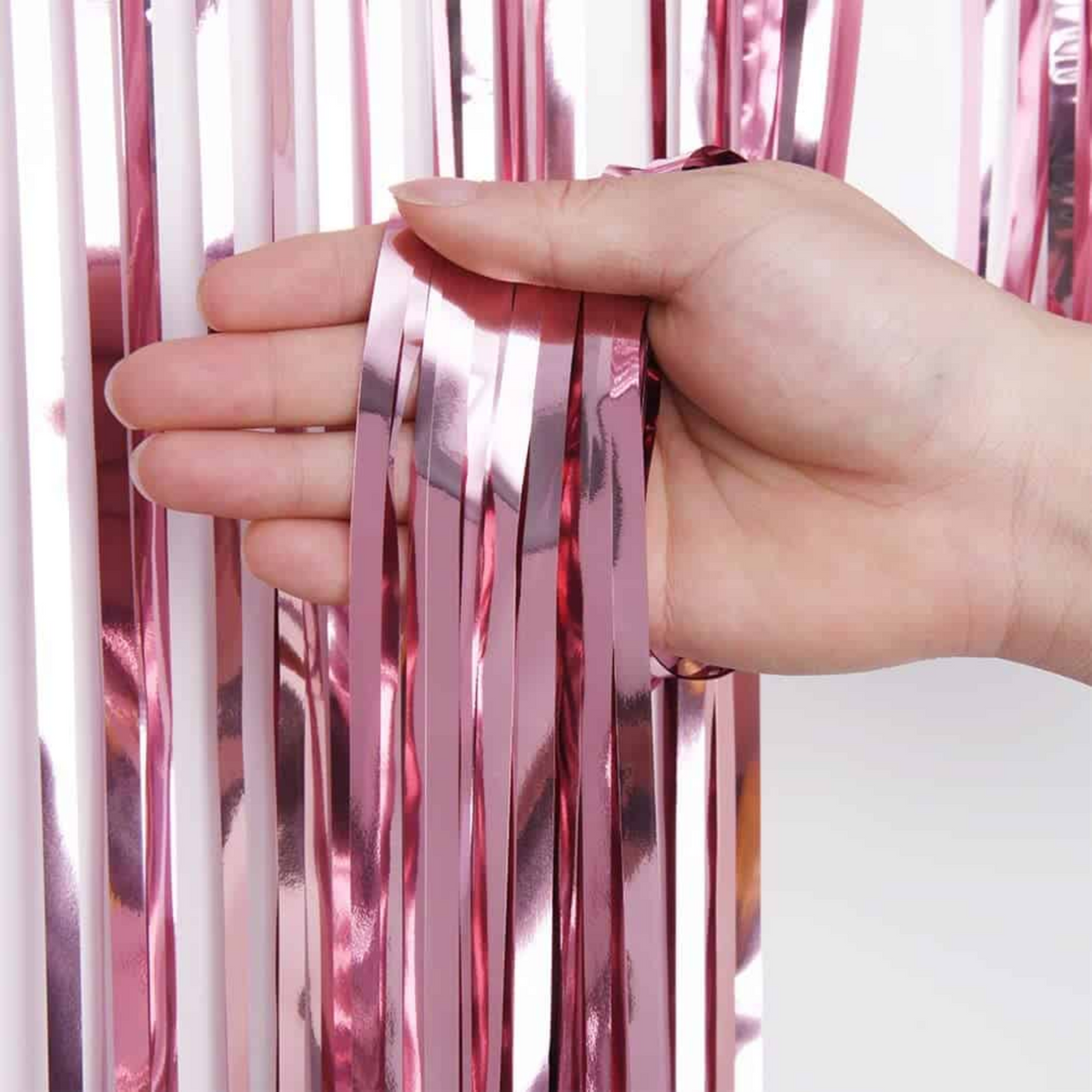 Pink foil fringe curtain 6x3 ft party backdrop
