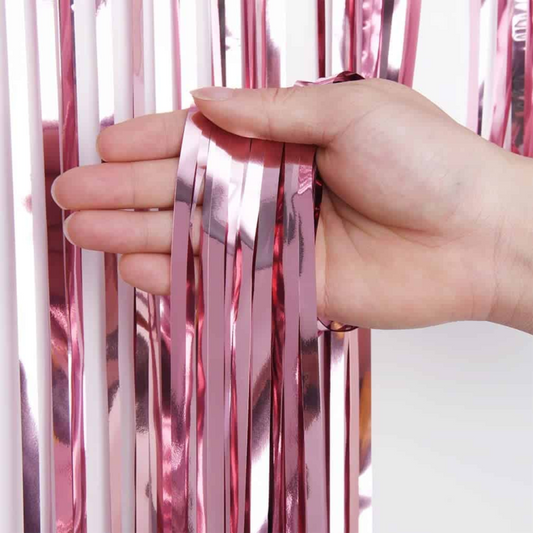 Pink Foil Fringe Curtain 6x3 Feet