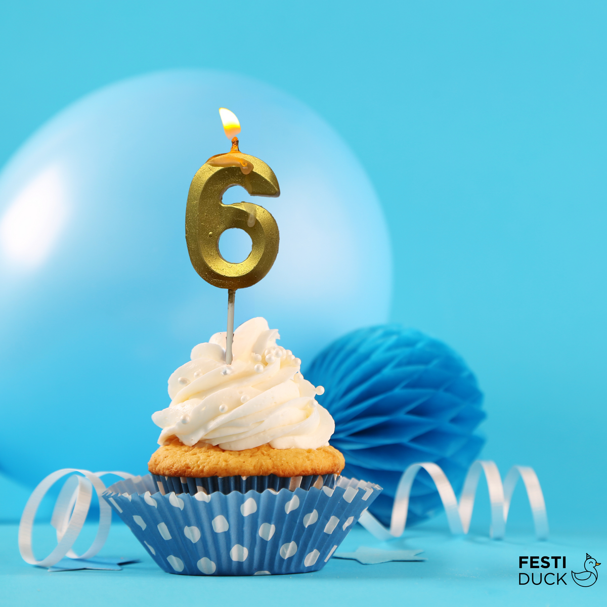 Gold Number 6 Candle - Ideal for Birthdays