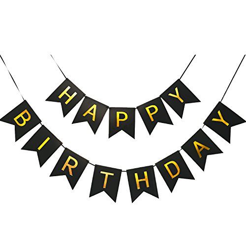Black Happy Birthday banner for party decoration