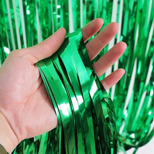 Green Foil Fringe Curtain 6x3 Feet