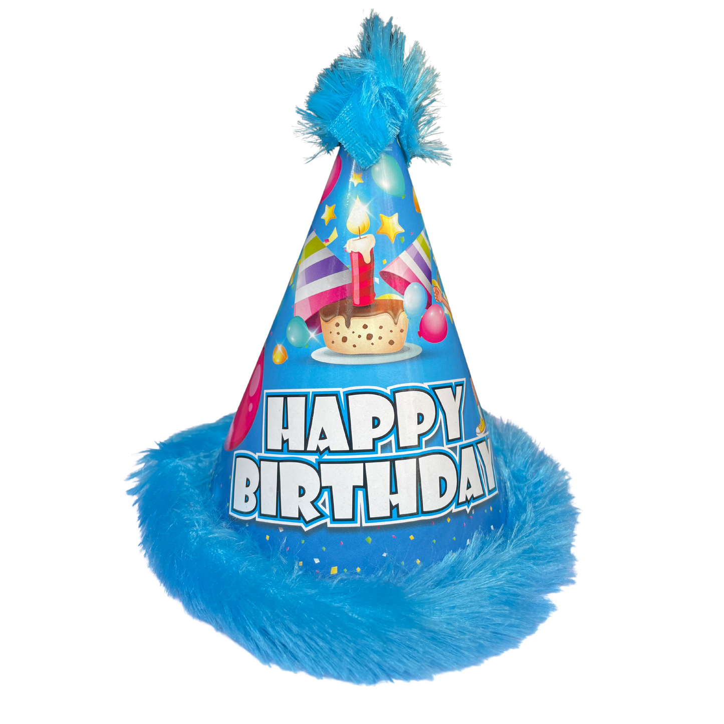 Colorful Cartoon Theme Birthday Caps with Fur Lining - Pack of 5