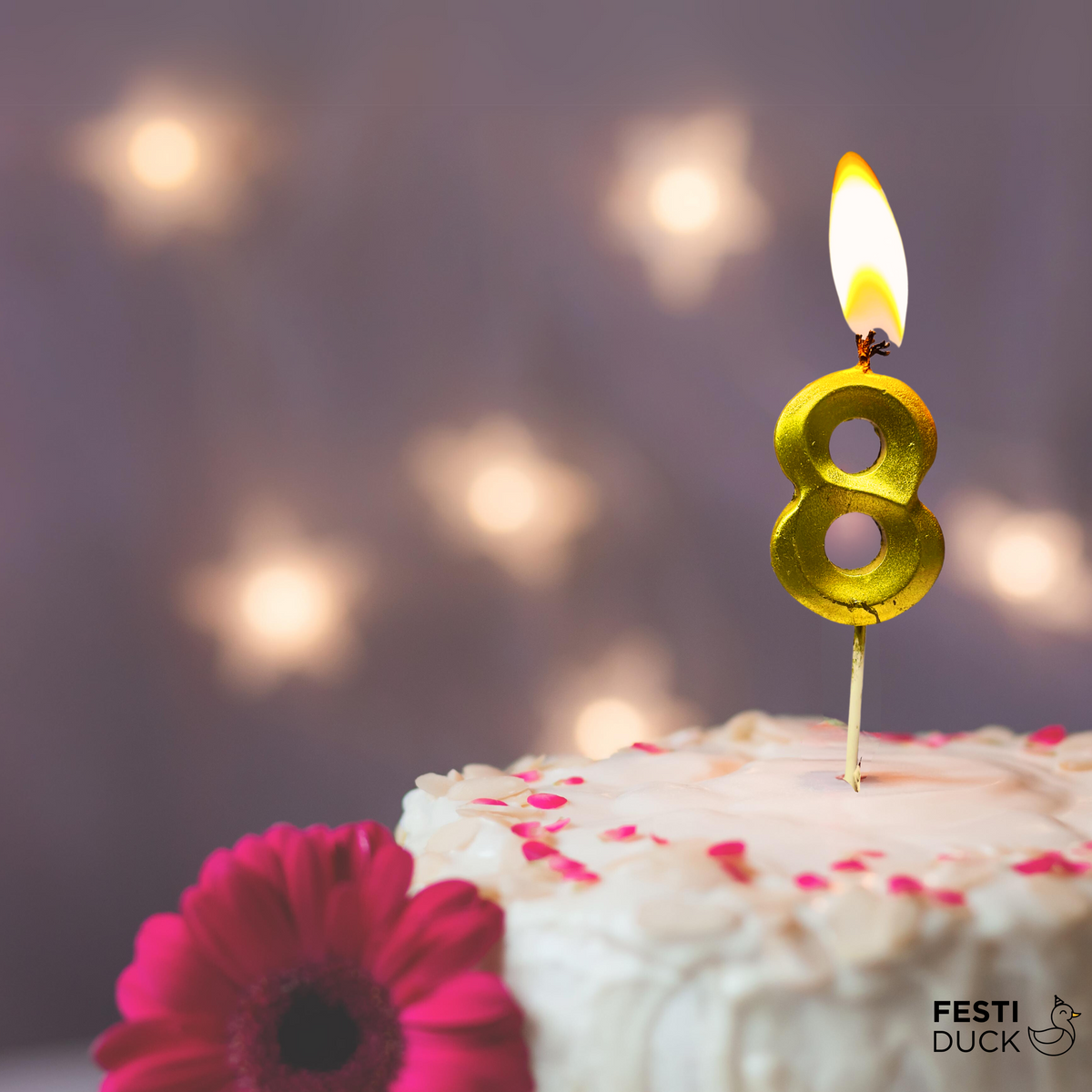 Gold Number 8  Candle - Ideal for Birthday