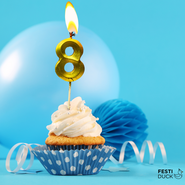 Gold Number 8  Candle - Ideal for Birthday