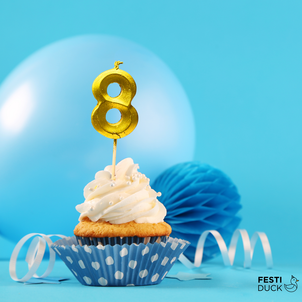 Gold Number 8  Candle - Ideal for Birthday