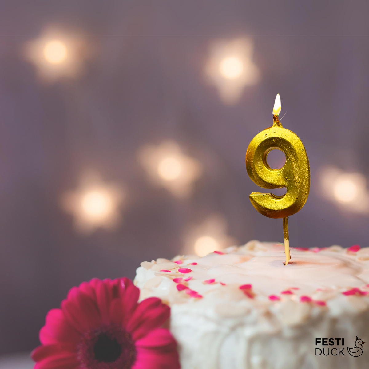 Festi Duck Gold Number Candle for Cake