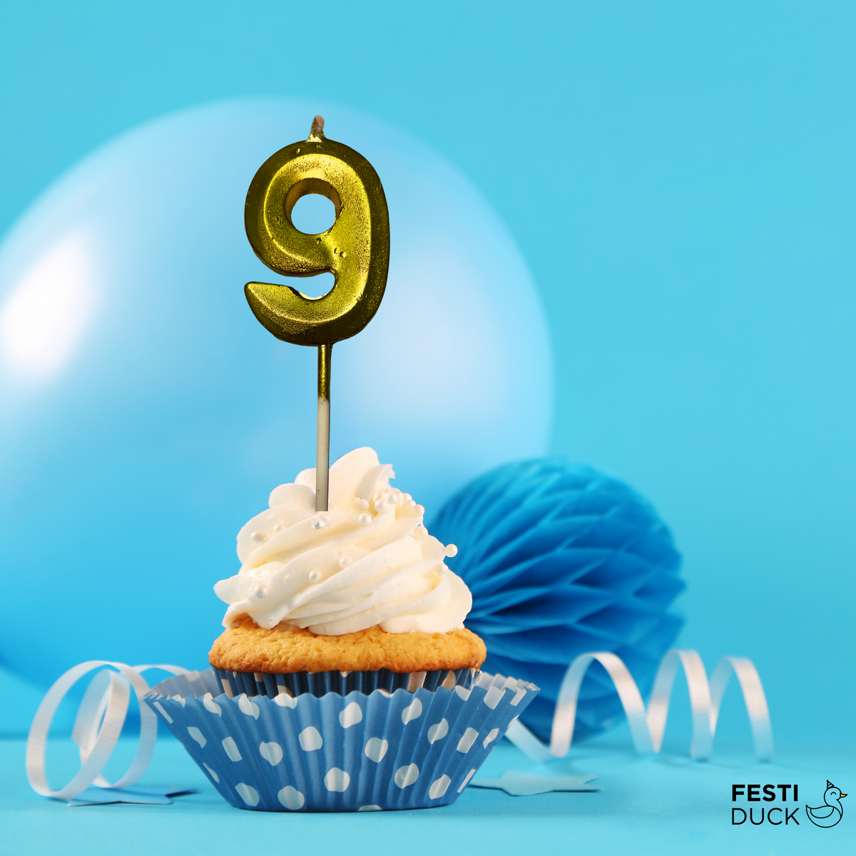 Gold Number 9  Candle - Ideal for Birthdays and Anniversaries